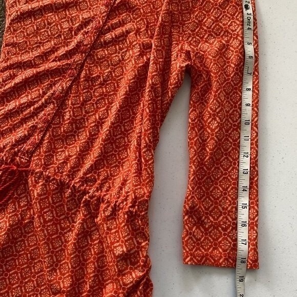 LAUREN Ralph Lauren Geometrical Print Tunic Top 3/4 Sleeve Drawstring Tassel - Picture 13 of 14